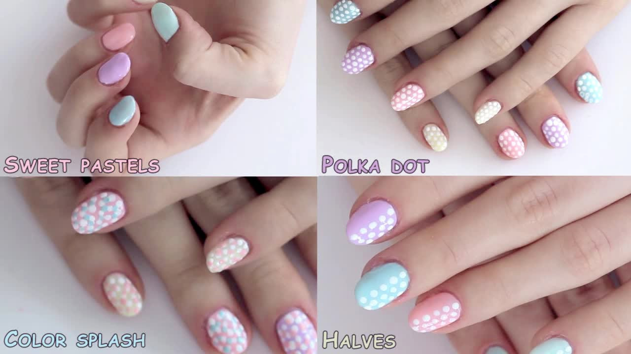 Pastel Nail Art
 Summer nail art designs tutorial polka dot pastels