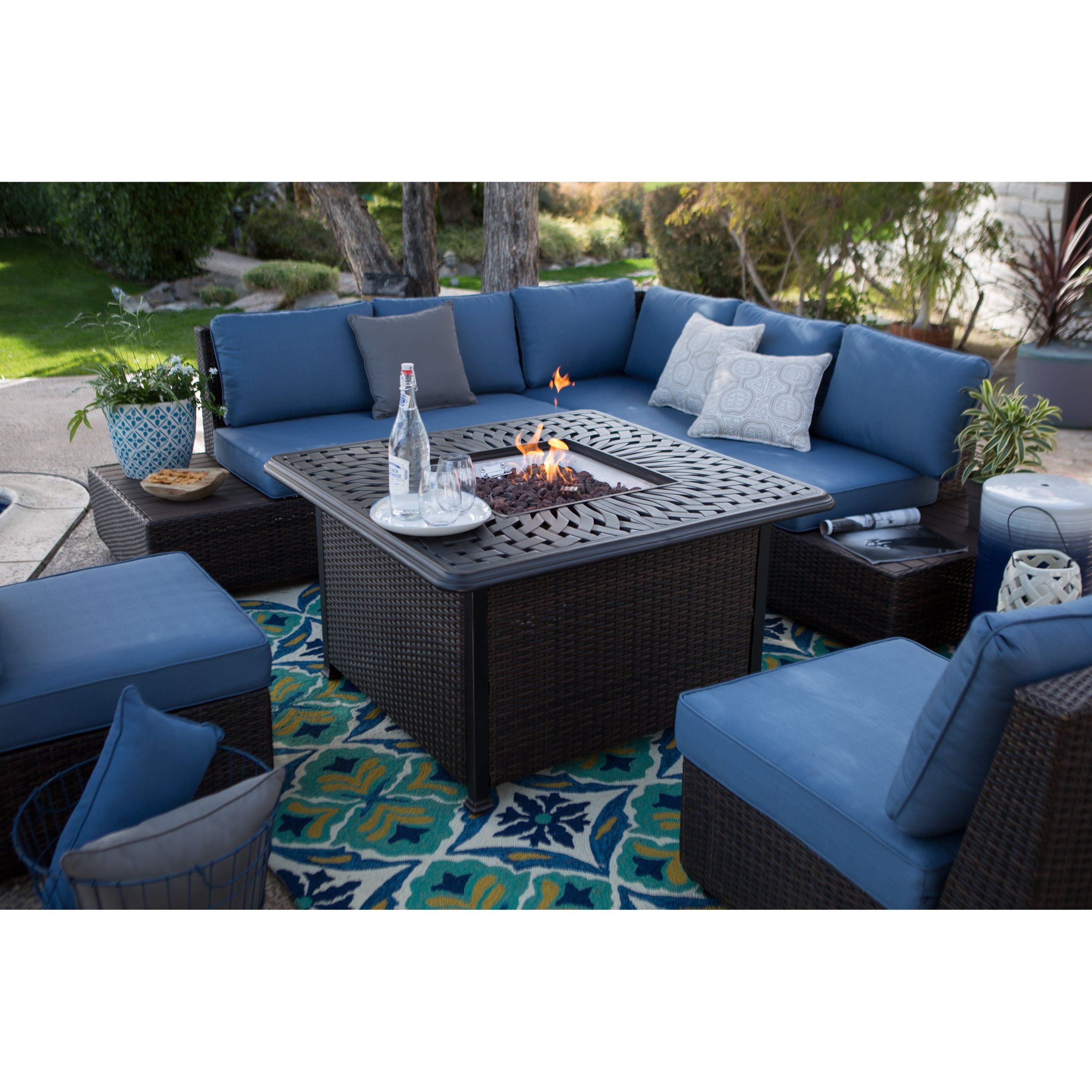 Patio Set With Fire Pit
 Belham Living Luciana Bay Wicker Sofa Sectional Set with