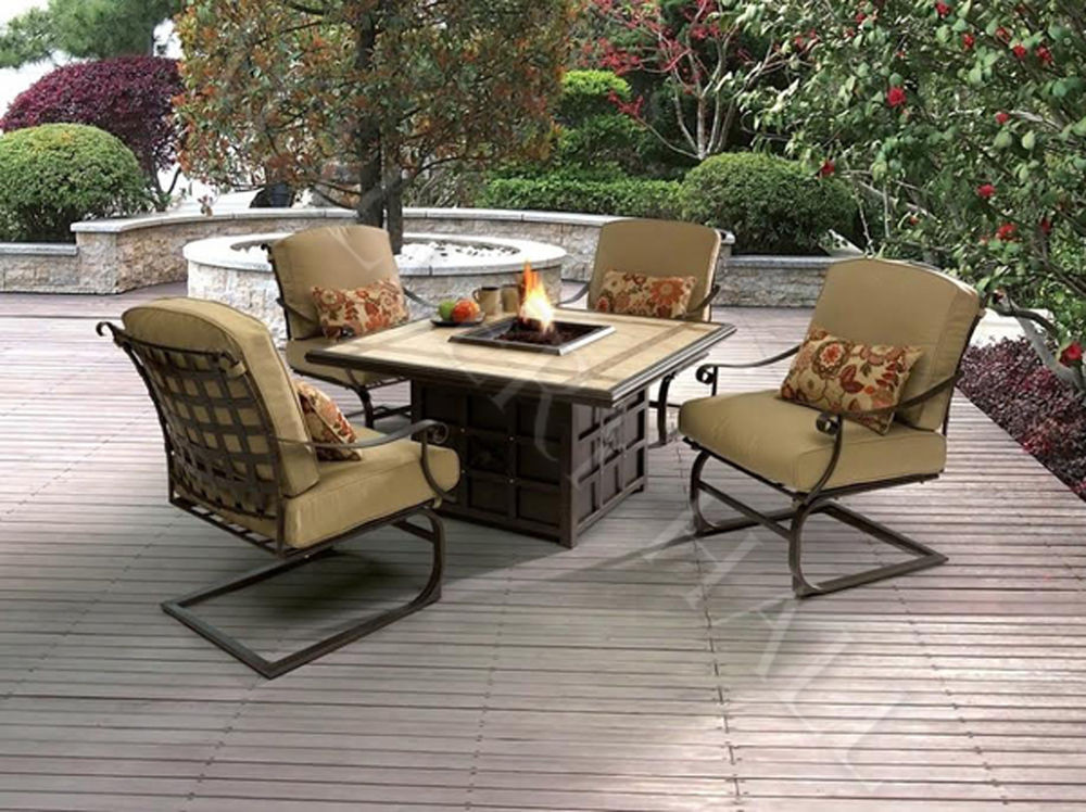 Patio Set With Fire Pit
 5 Piece Fire Pit Table Outdoor Patio Dining Set 4