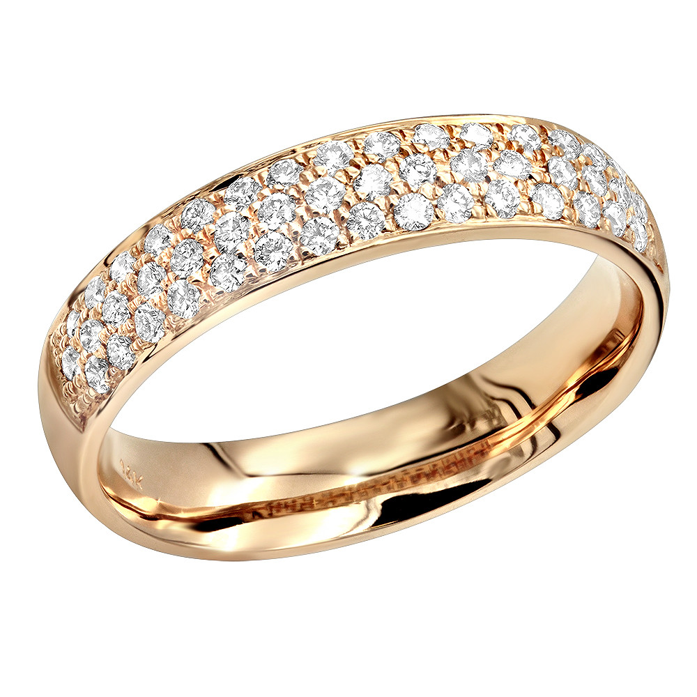 Pave Wedding Bands
 14k Gold Pave Diamond Wedding Band for Women Anniversary