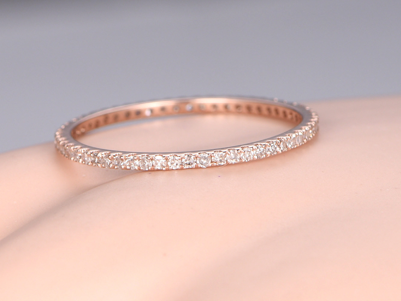 Pave Wedding Bands
 Petite French micro pave Diamond wedding band solid by