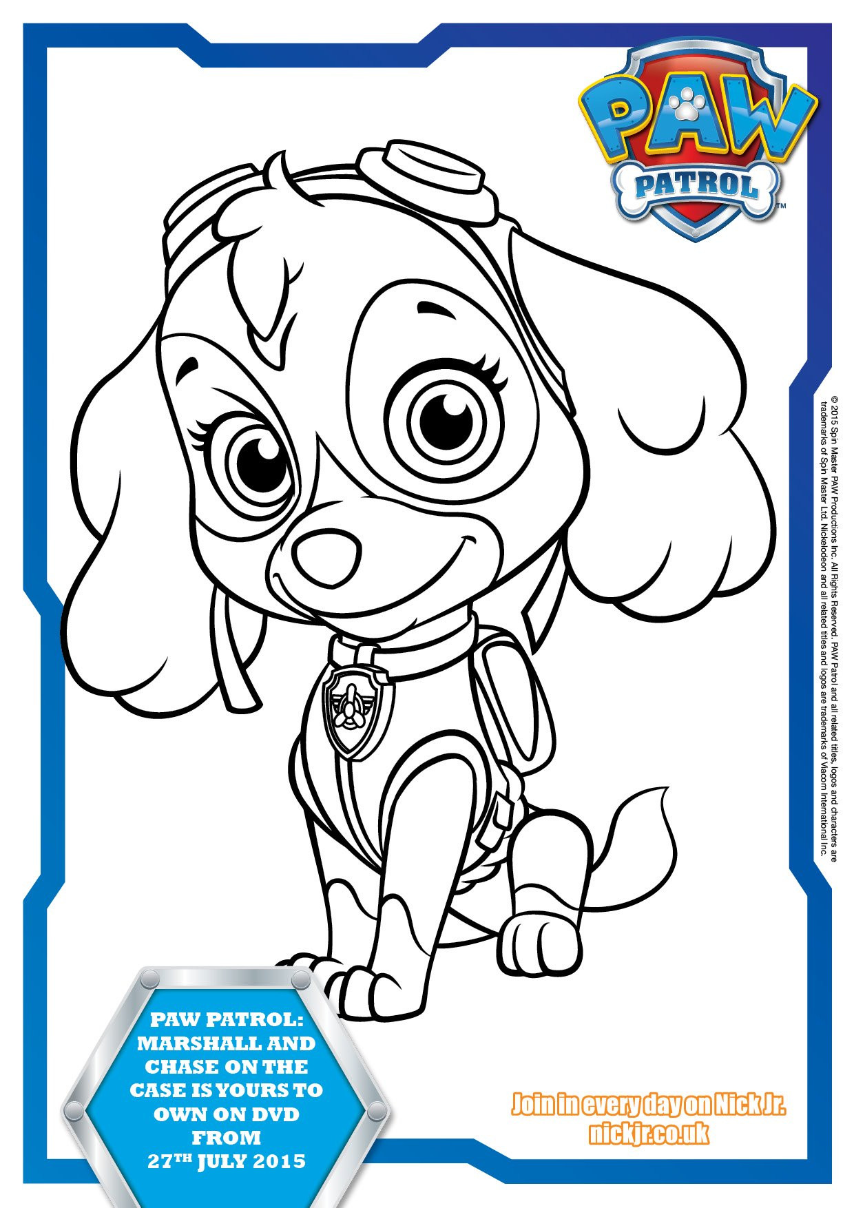 Paw Patrol Coloring Pages For Kids
 Paw Patrol Colouring Pages and Activity Sheets In The