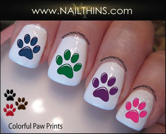 Paw Print Nail Designs
 Colorful Paw Prints Nail Decal Colorful Dog Paw Nail