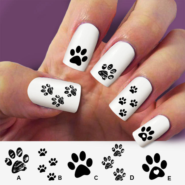 Paw Print Nail Designs
 Paw cat paw dog nail art 60 nail decals Nail Art design