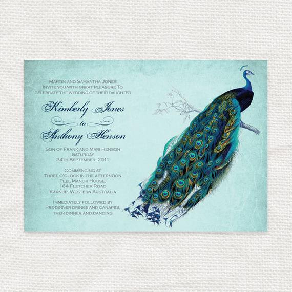 Peacock Wedding Invitation
 vintage peacock wedding invitation printable diy wedding