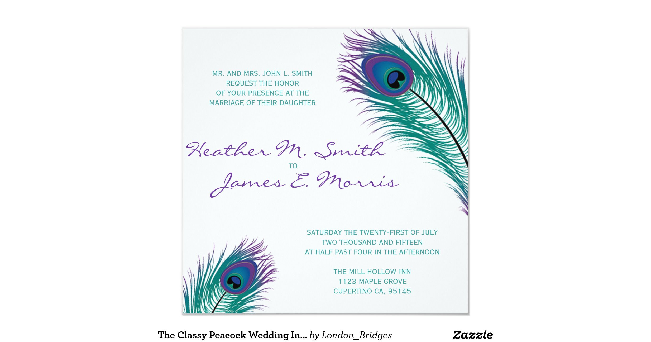 Peacock Wedding Invitation
 the classy peacock wedding invitation