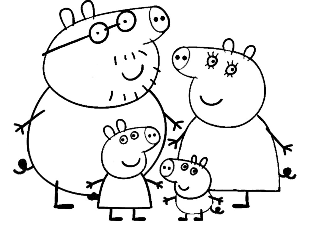 Peppa Pig Coloring Pages For Kids
 Peppa Pig and Family Coloring Page for Kids Printable