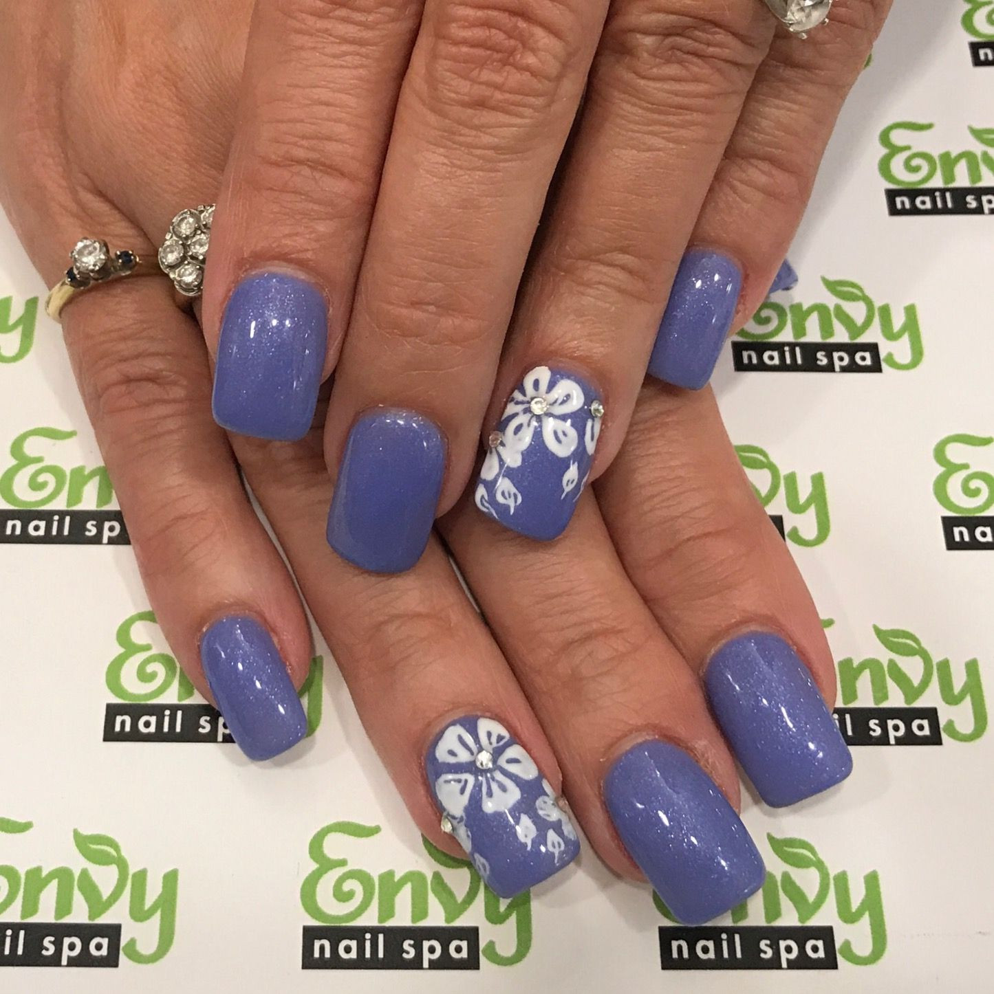 Periwinkle Nail Designs
 White Flowers Periwinkle Nails Envy Nail Spa