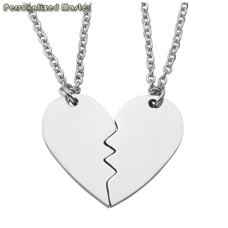 Personalized Couples Necklace Sets
 Free Engraving Personalized Custom Stainless Steel Peach