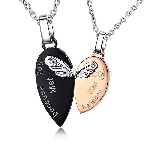 Personalized Couples Necklace Sets
 Personalized Name Couples Pendants Jewelry Set for 2