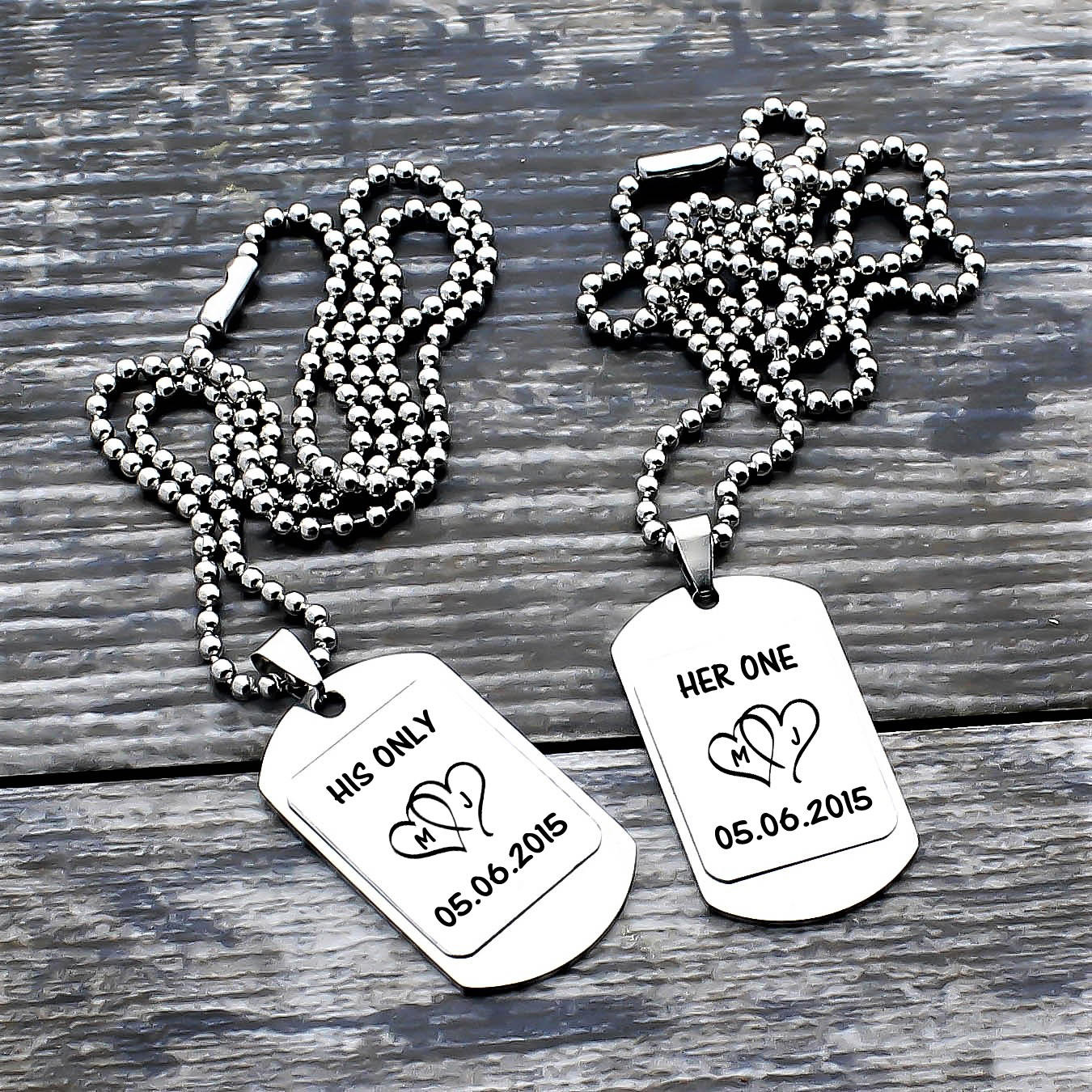 Personalized Couples Necklace Sets
 His And Hers Necklaces Personalized Couples Dog Tag