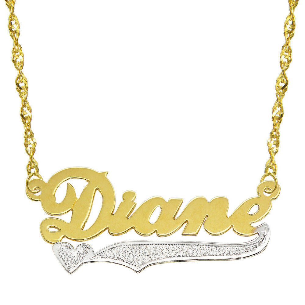 Personalized Gold Necklace
 14k Two Tone Gold Personalized Name Plate Necklace Style