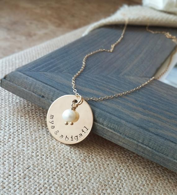Personalized Gold Necklace
 Personalized Necklace Hand Stamped Gold by