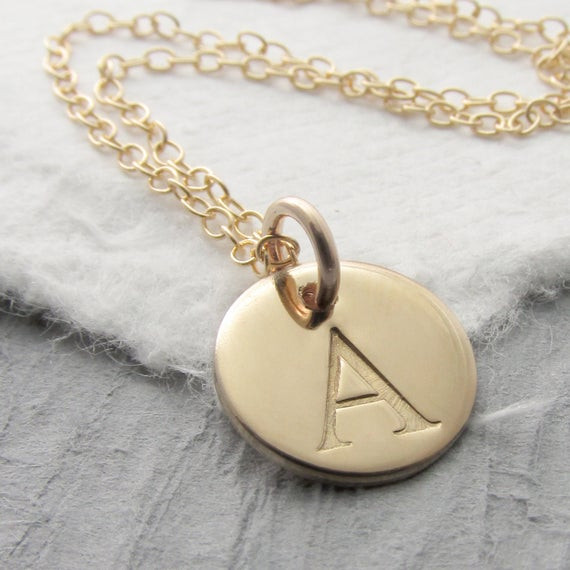 Personalized Gold Necklace
 Initial Necklace Personalized 14k Gold Solid Gold Charm