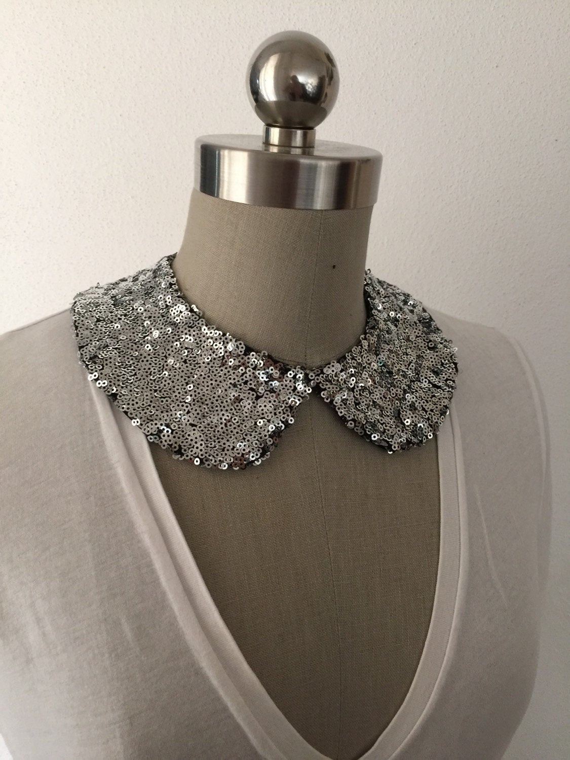 Peter Pan Collar Necklace
 NEW COLOR Silver Sequin Peter Pan Collar Necklace with