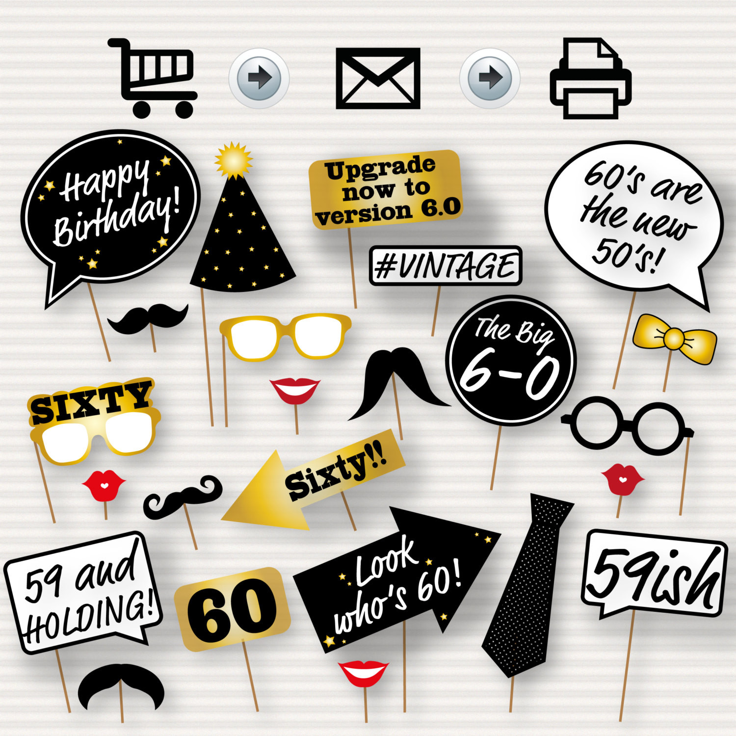 Photo Booth Ideas For Birthday Party
 60th Birthday Party Printable Booth Props Glasses