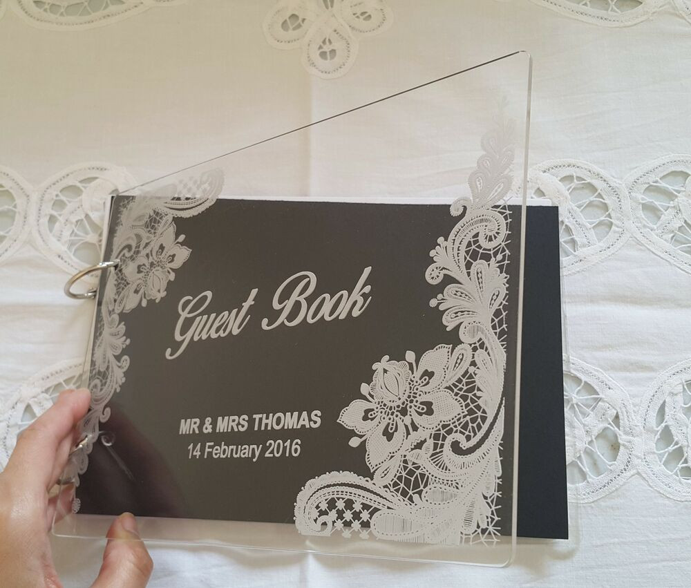 Photo Wedding Guest Books
 Personalized Wedding Guest book Clear Acrylic cover