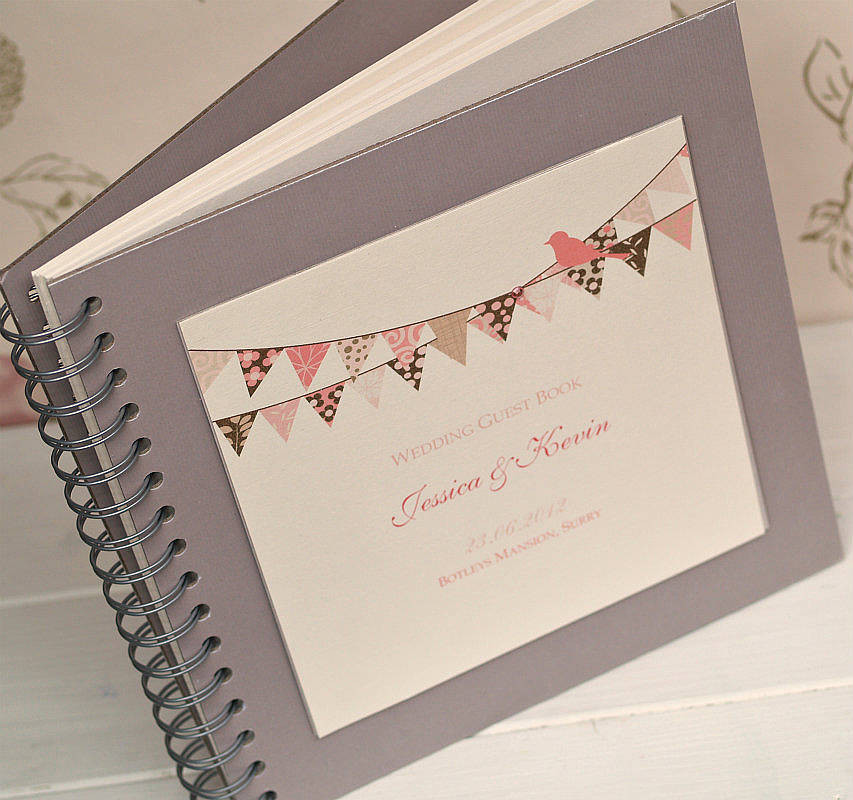 Photo Wedding Guest Books
 bunting design personalised wedding guest book by