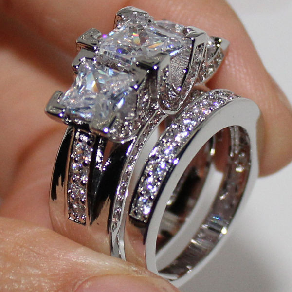 Pics Of Wedding Rings
 Sz 6 10 EXCLUSIVE Women s Silver Three stone White Topaz