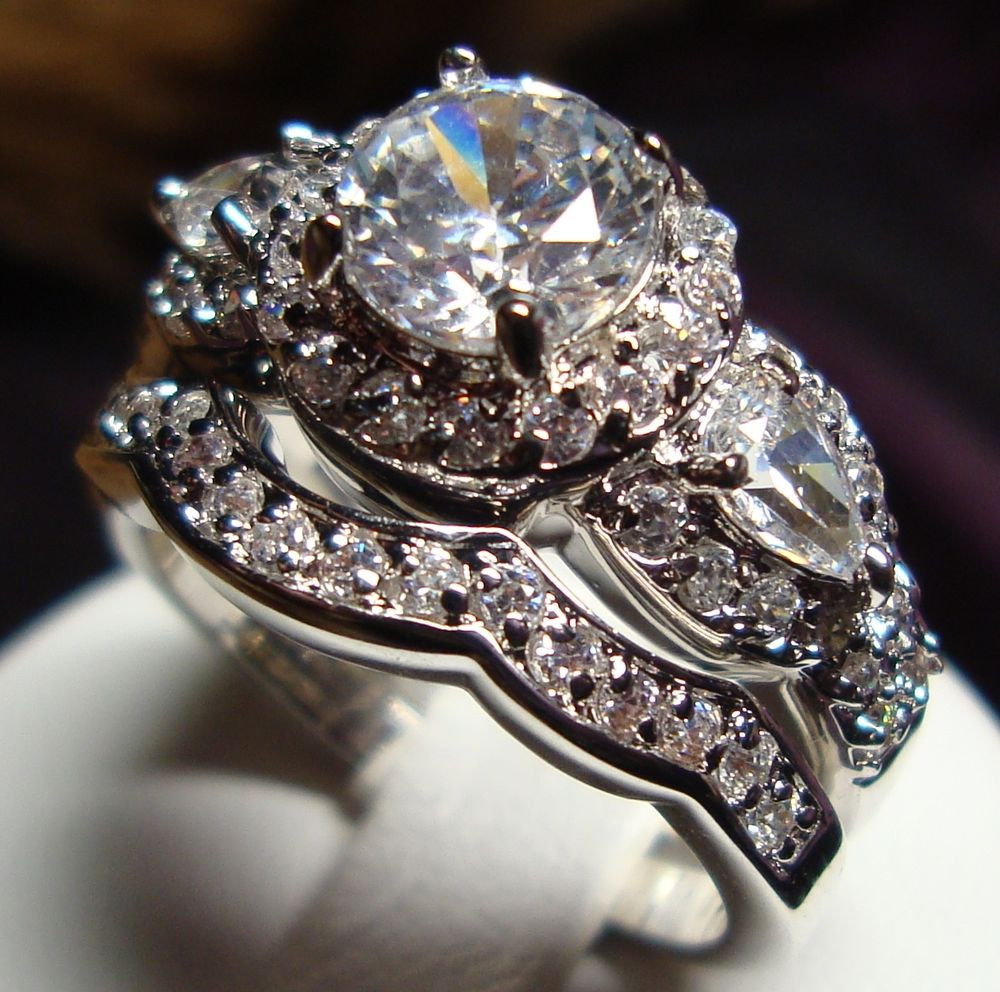 Pics Of Wedding Rings
 Stunning CZ Vintage Style Women Engagement Wedding Rings