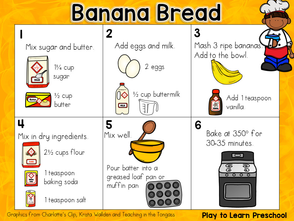 Picture Recipes For Kids
 Banana Bread Cooking tips and recipe for preschoolers