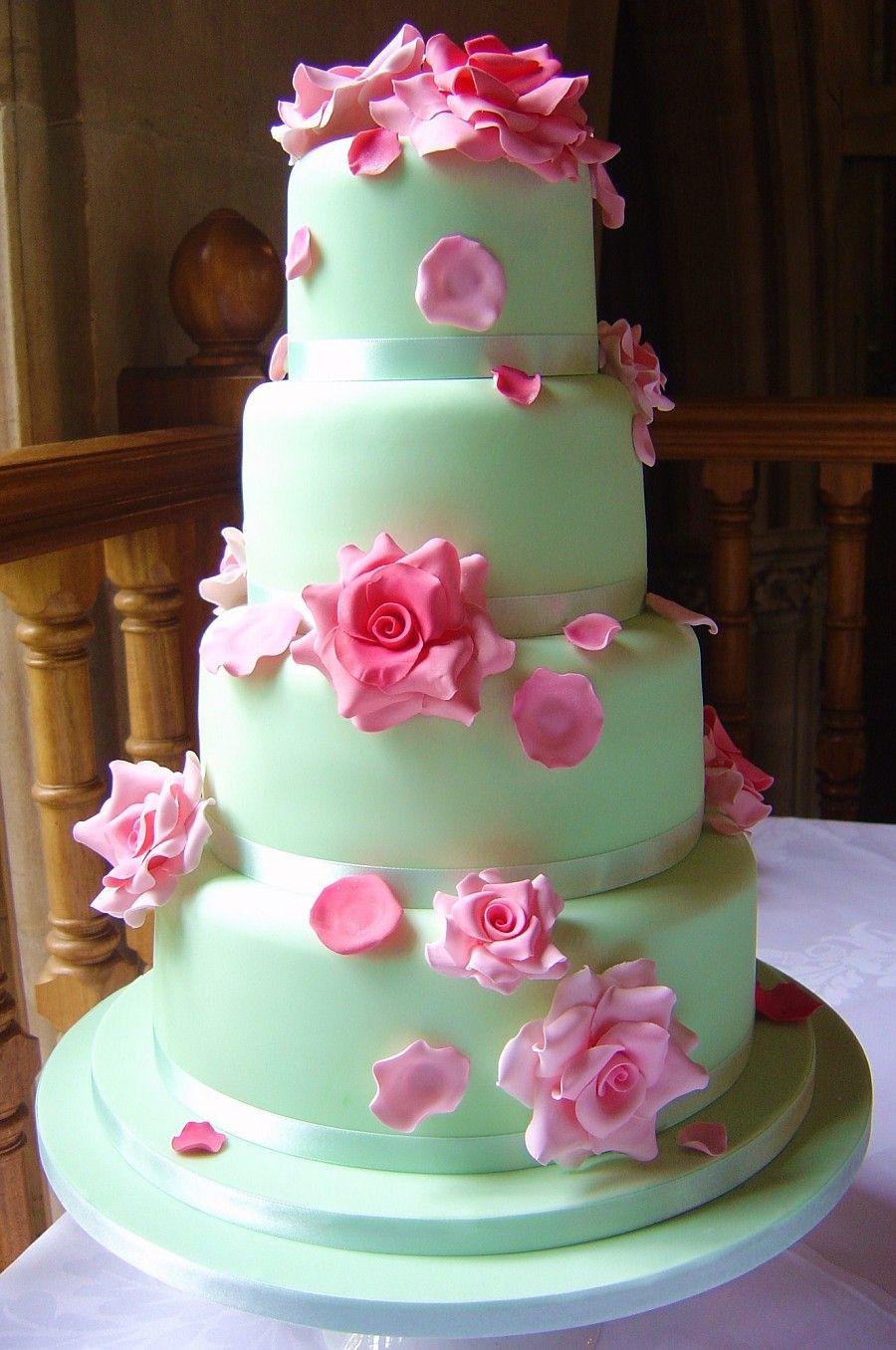 Pink And Green Wedding Cakes
 mint green wedding cake with pink roses
