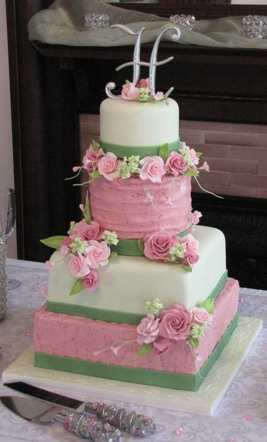 Pink And Green Wedding Cakes
 pink and green wedding cake LOVE