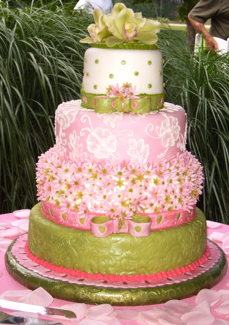 Pink And Green Wedding Cakes
 Pink and Green Wedding Cake Cake