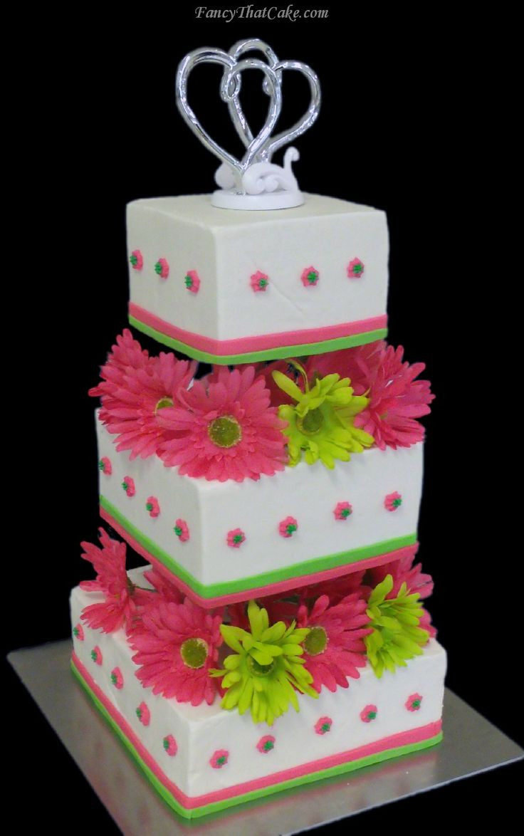 Pink And Green Wedding Cakes
 17 Best images about Pink Lime Wedding on Pinterest