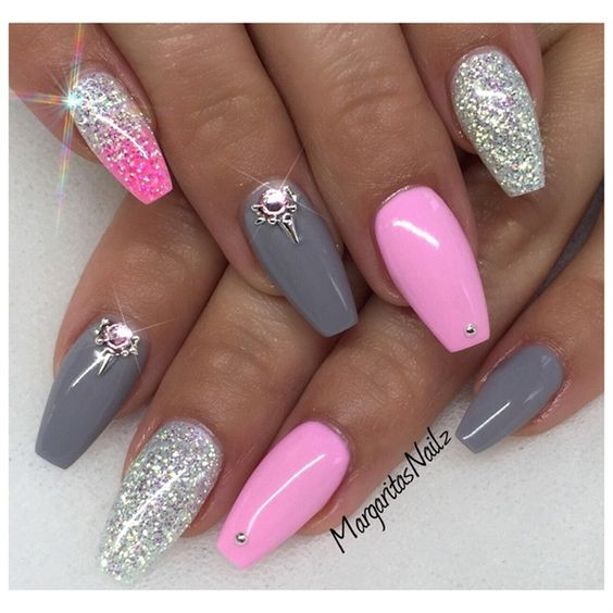 Pink And Grey Nail Designs
 Baby Pink And Grey by MargaritasNailz from Nail Art