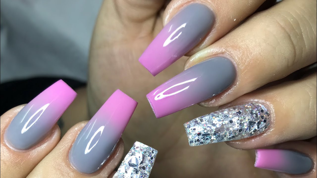 Pink And Grey Nail Designs
 GORGEOUS PINK & GREY OMBRÉ