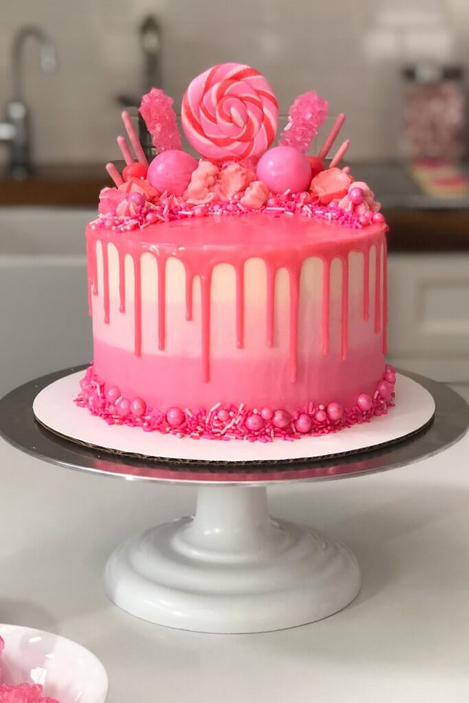 Pink Birthday Cakes
 Pink Drip Cake Easy Recipe and Tutorial Chelsweets