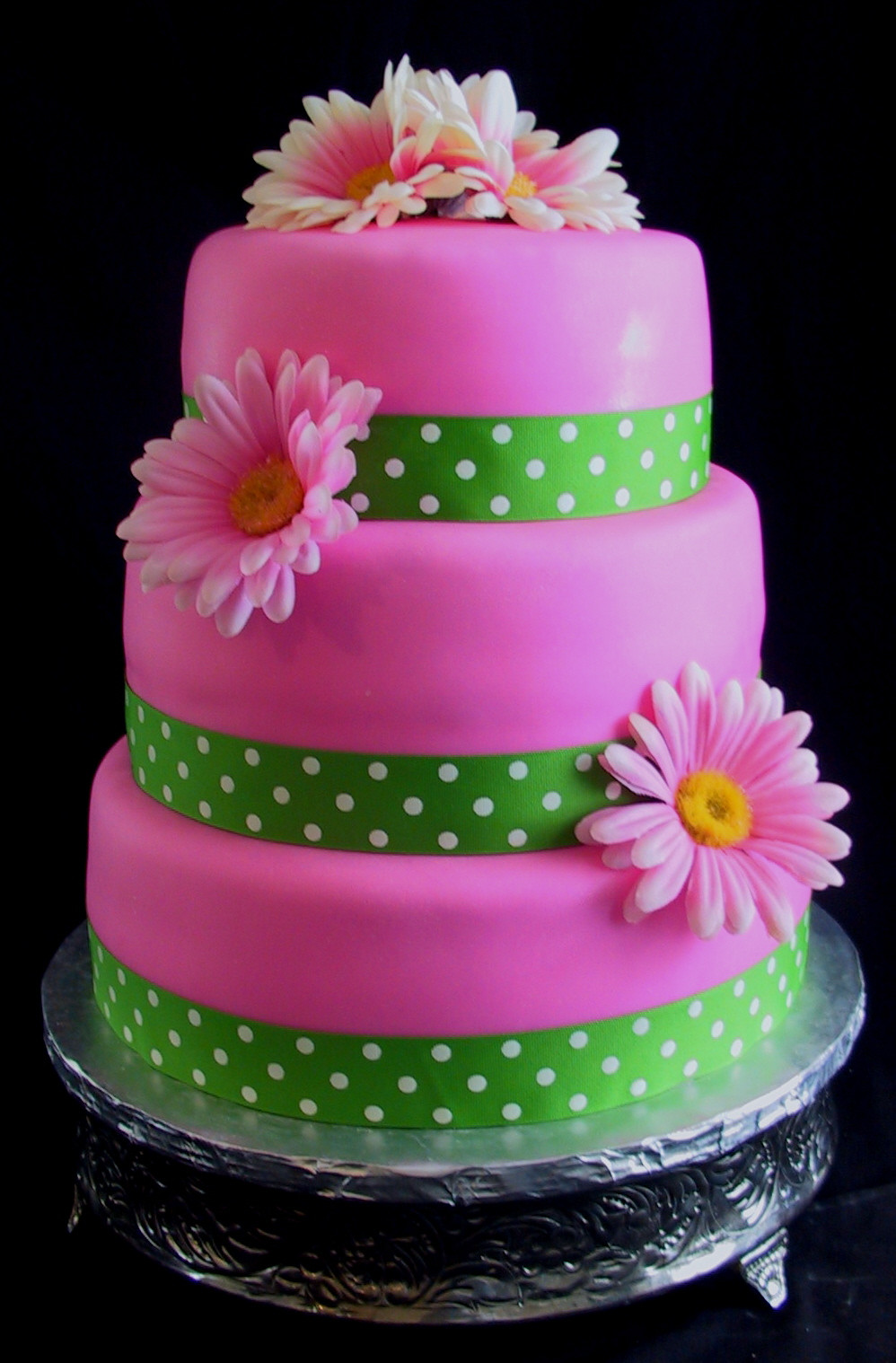 Pink Birthday Cakes
 Bridal Shower Pink Gerber Daisy Cake – Bardstown KY