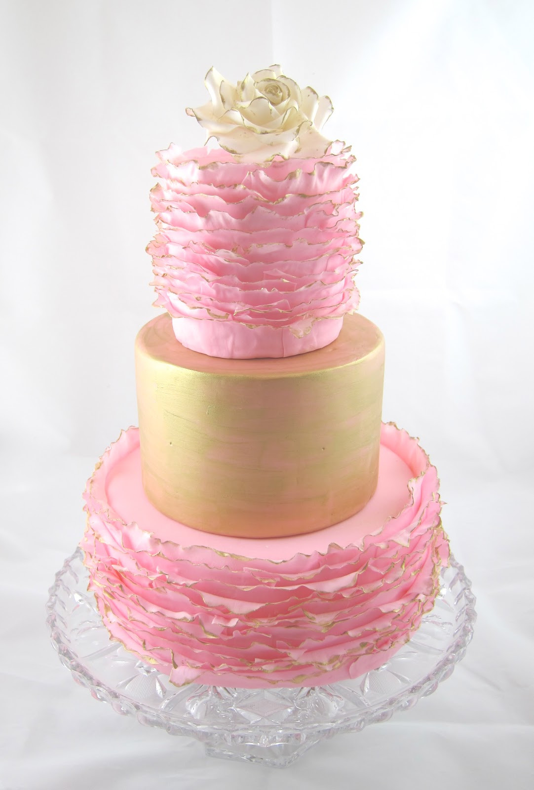 Pink Birthday Cakes
 Cakegirl on the Run Gold and Pink Ruffled Cake