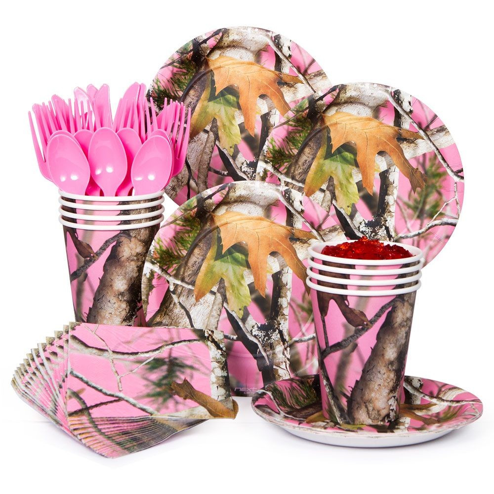 Pink Camouflage Birthday Party Ideas
 Pink Camo Party Standard Tableware Kit Serves 8