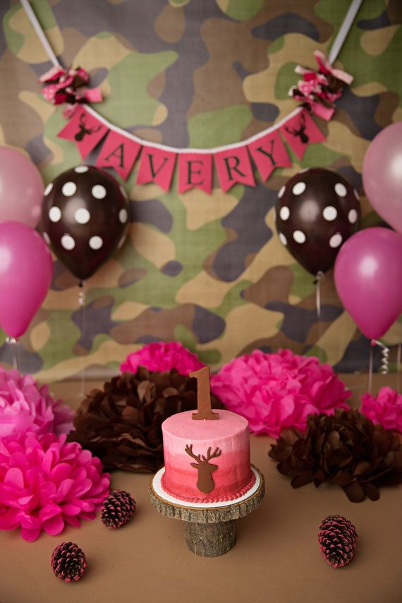 Pink Camouflage Birthday Party Ideas
 CAMO BIRTHDAY BANNER 1st birthday girl 1st birthday