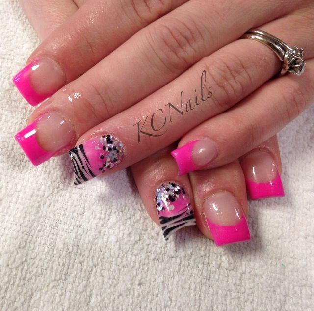Pink Nails With Glitter Tips
 Pin on Nail Tech