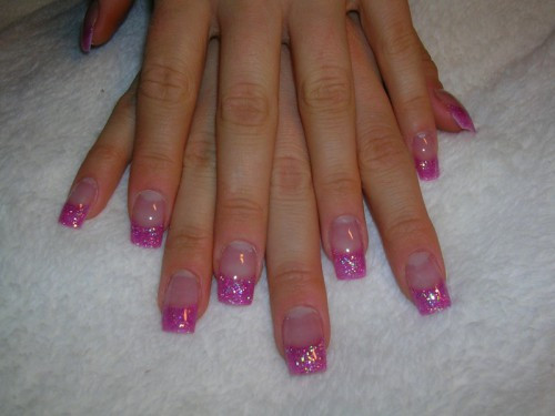 Pink Nails With Glitter Tips
 50 Most Beautiful Glitter French Tip Nail Art Design Ideas
