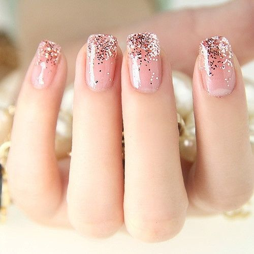 Pink Nails With Gold Glitter
 10 Cute and Easy Nail Designs Ideas – Glam Radar