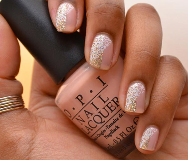 Pink Nails With Gold Glitter
 12 Pretty and Shiny Gold Nail Designs