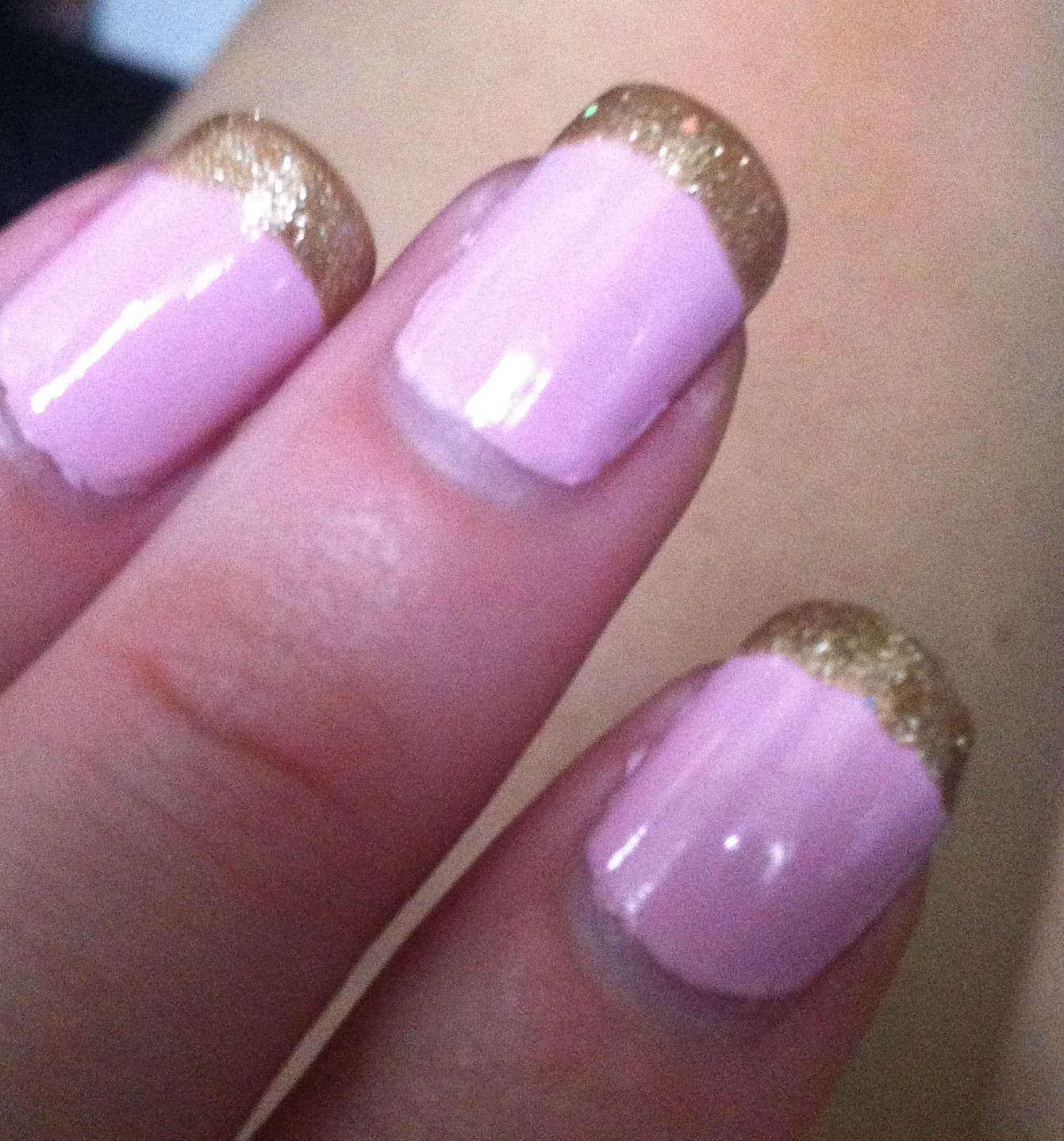 Pink Nails With Gold Glitter
 Nenta s Frivolity Baby Pink Nails with Gold Glitter Tips