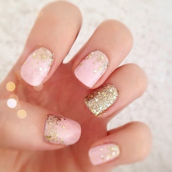 Pink Nails With Gold Glitter
 70 Stunning Glitter Nail Designs 2017