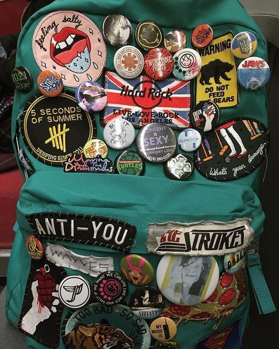 Pins On Backpack
 the heathers patch dressed in nowt in 2019
