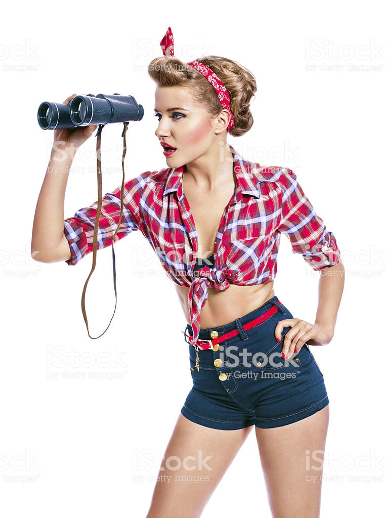 Pins Up Style
 Pinup Style Woman With Binoculars Stock Download