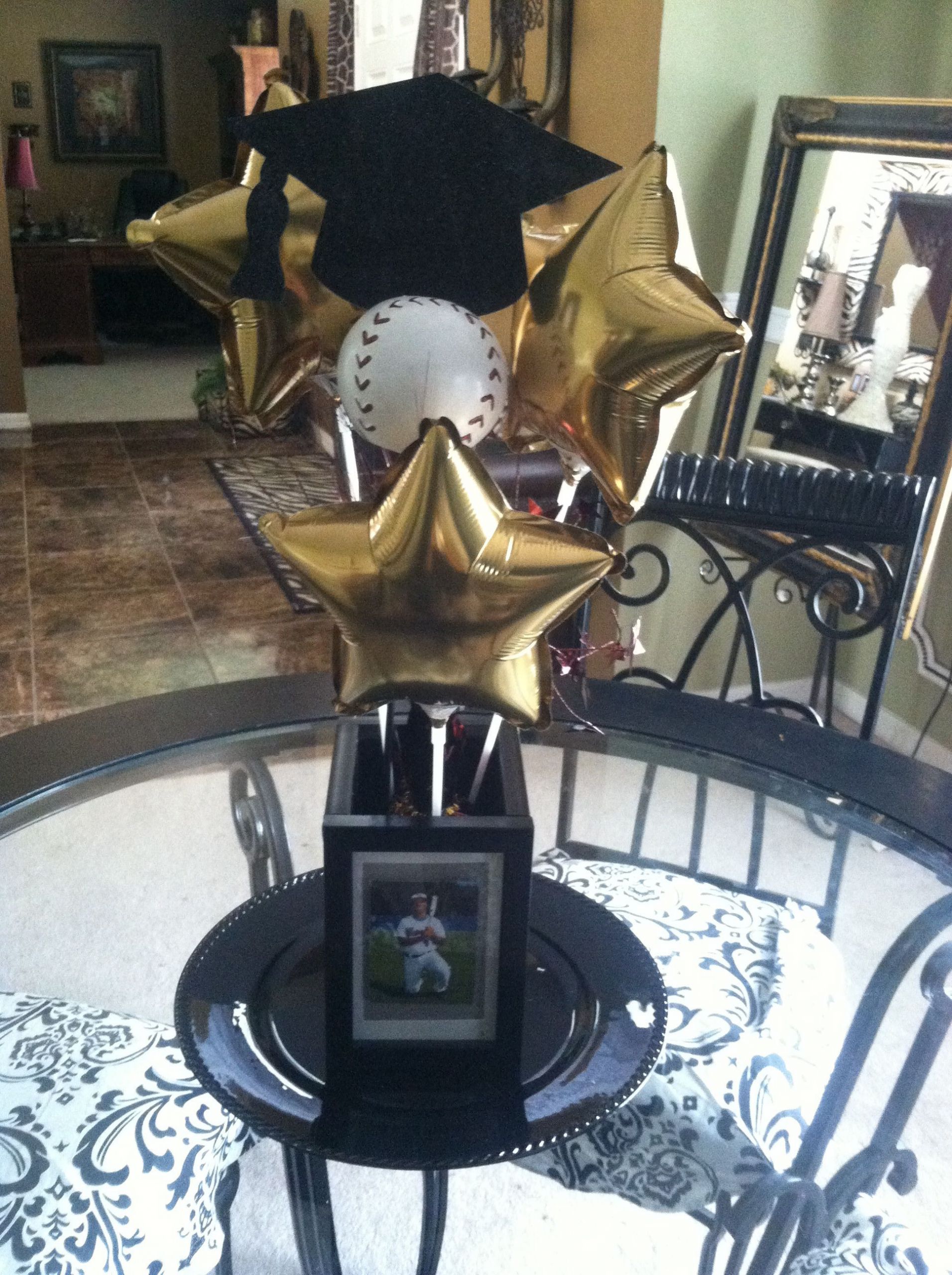 Pinterest Graduation Party Ideas For Guys
 Graduation centerpiece love this without he baseball for