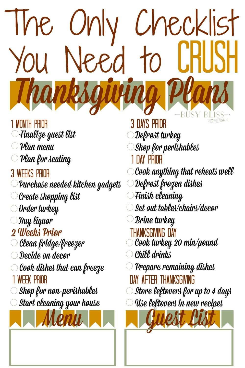 Planning Thanksgiving Dinner Checklist
 The ly Checklist You Need to Crush Thanksgiving Planning