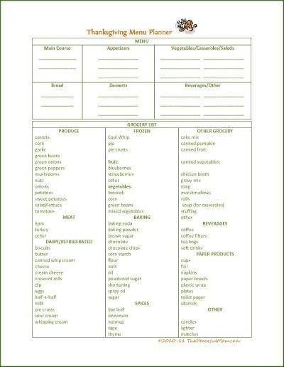 Planning Thanksgiving Dinner Checklist
 FREE Printable Thanksgiving Planner
