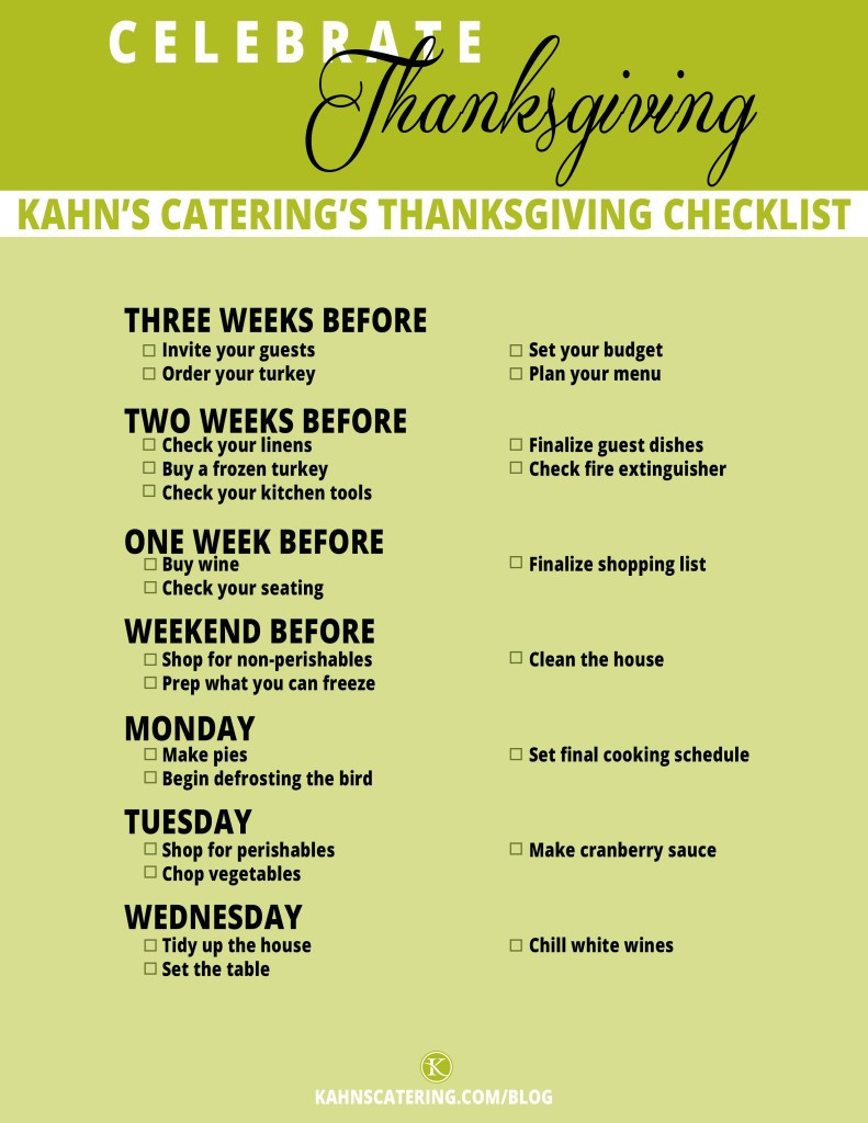 Planning Thanksgiving Dinner Checklist
 Thanksgiving Planning Checklist Kahns Catering