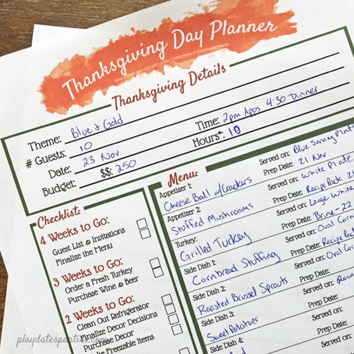 Planning Thanksgiving Dinner Checklist
 Your All in e Printable Thanksgiving Dinner Planner