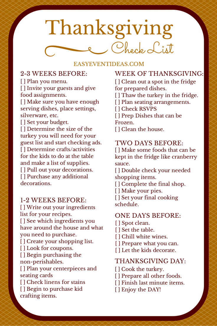 Planning Thanksgiving Dinner Checklist
 thanksgiving
